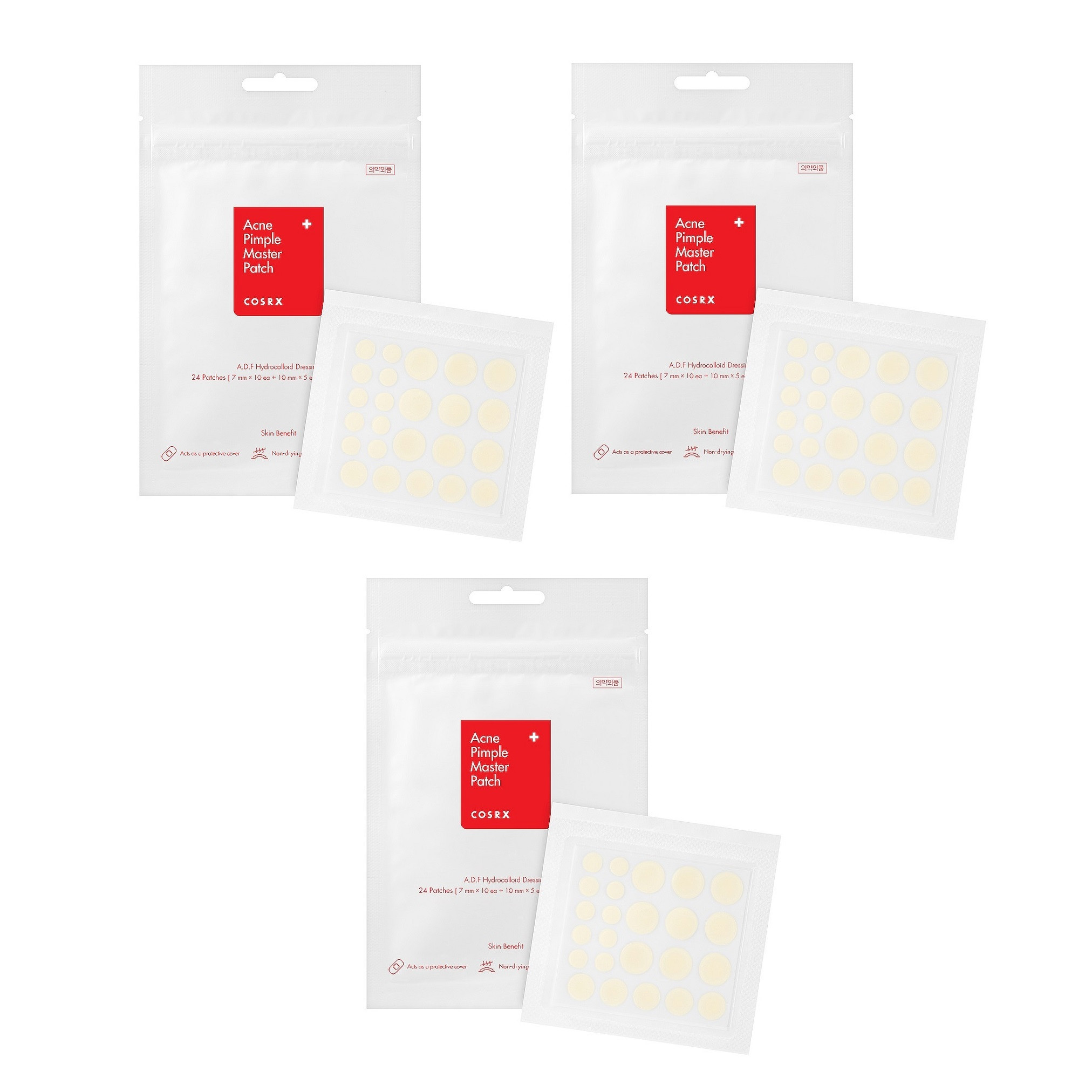 Combo 3 Miếng dán xẹp mụn nhanh chóng COSRX Acne Pimple Master Patch (Gồm 24 miếng dán) x 3