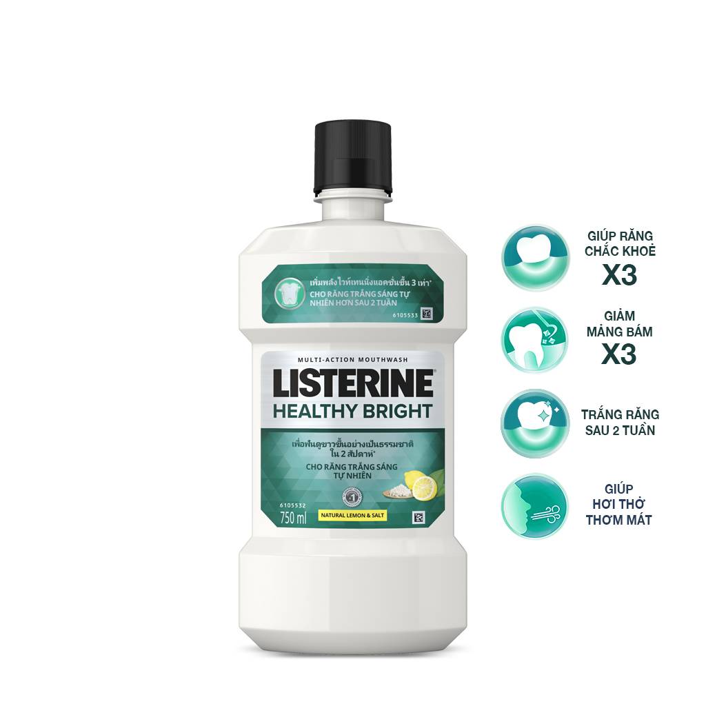 Nước Súc Miệng Làm Trắng Răng Listerine Healthy Bright (750ml) - 8850007813385