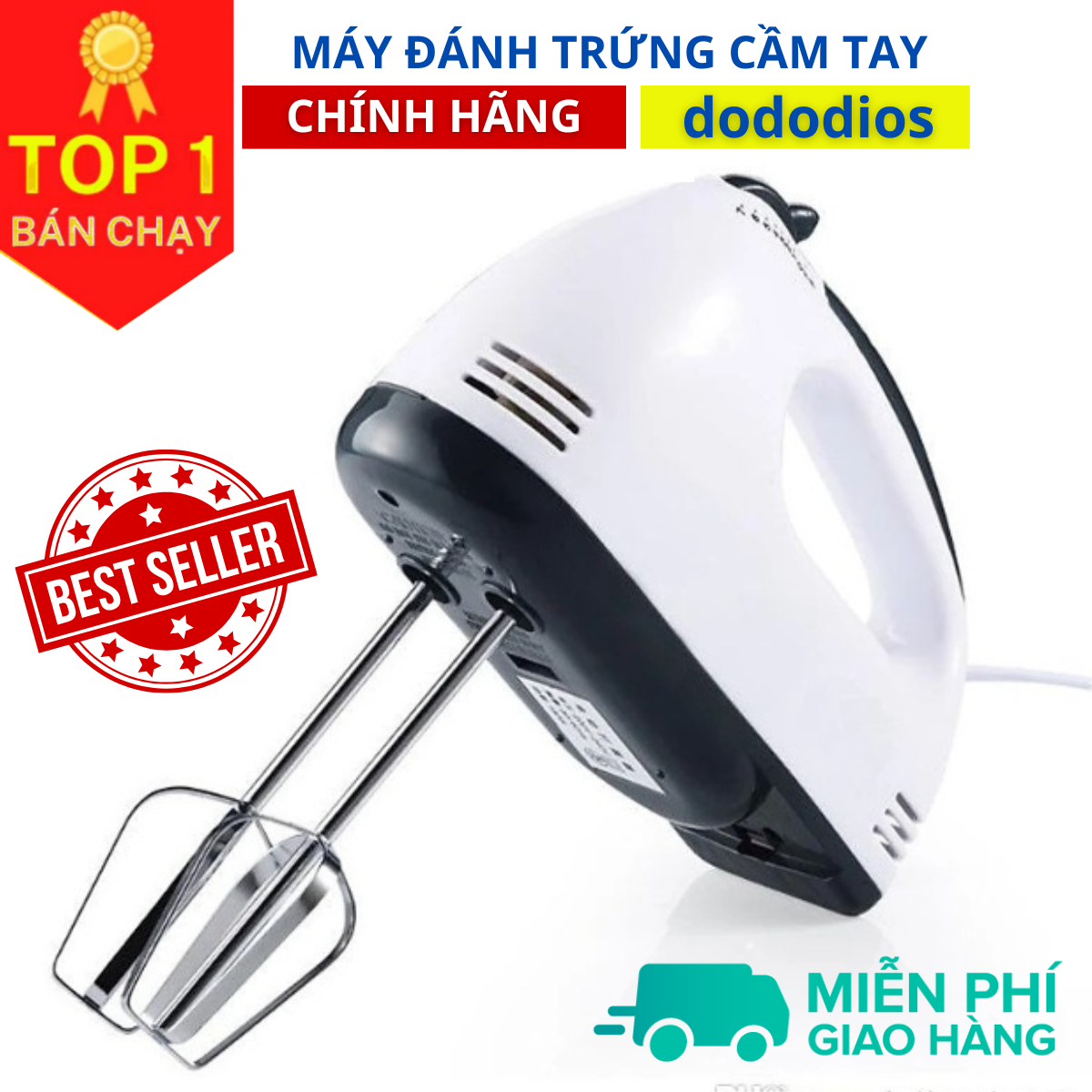 Hình ảnh Máy đánh trứng kem bơ cầm tay 7 tốc độ, làm bánh GE-M01A 7 tốc độ - Thép không gỉ bền bỉ, Máy đánh trứng cầm tay 7 Tốc Độ EJM501DGRY - Hàng chính hãng DoDoDios