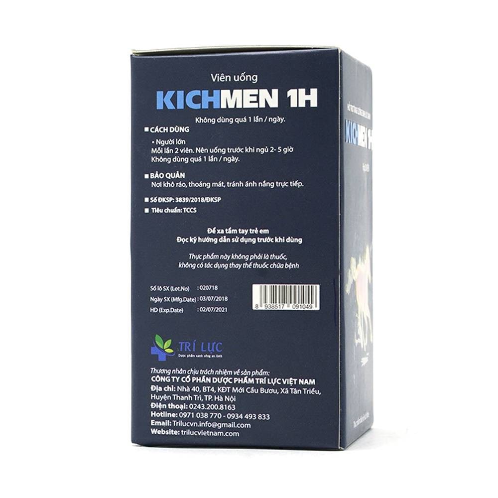 Viên Sinh Lý Kichmen 1H - Giúp Đánh Thức Bản Lĩnh Phái Mạnh Hộp 30 Viên