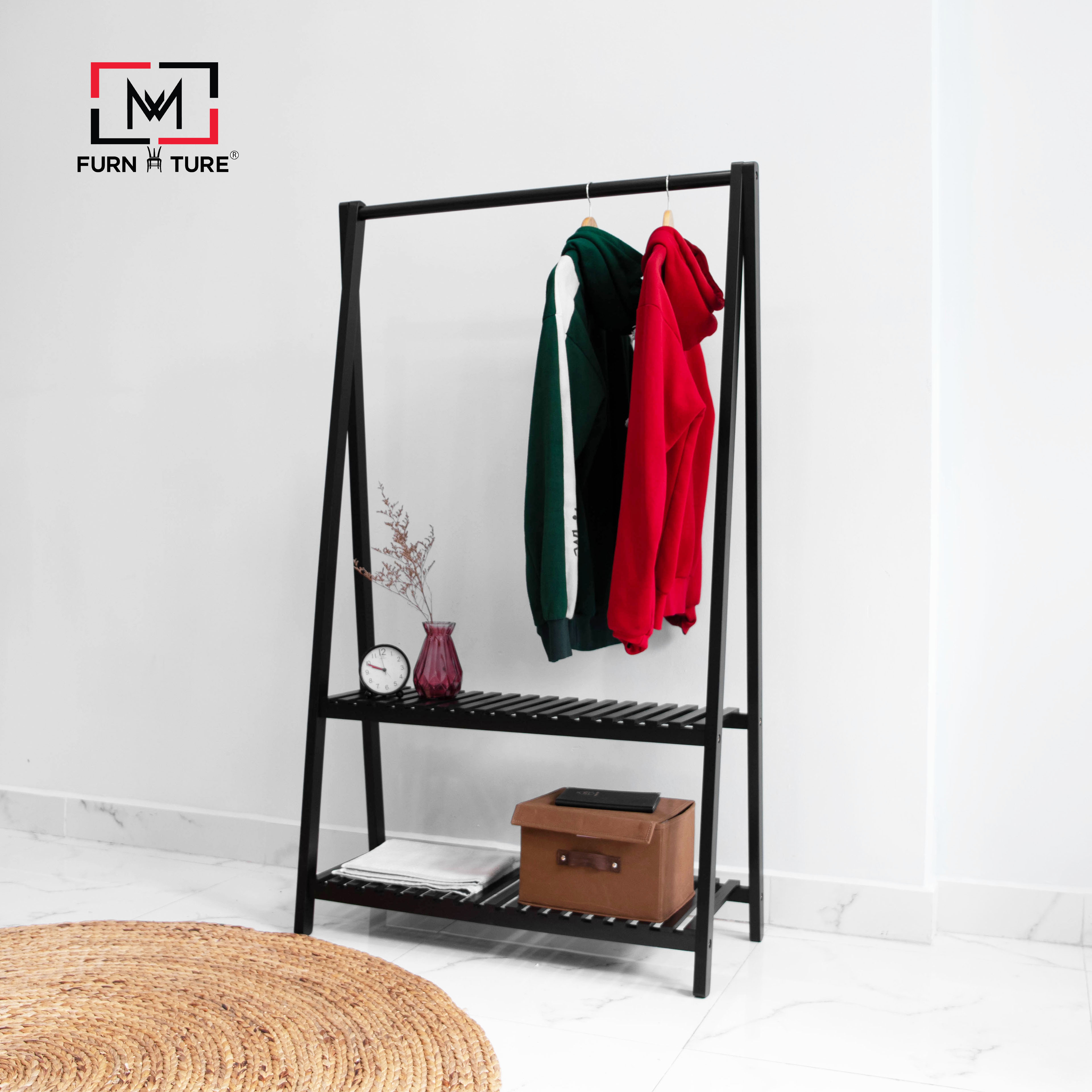 GIÁ TREO QUẦN ÁO CHỮ A 2 TẦNG MÀU ĐEN - A HANGER 2 FLOOR BLACK