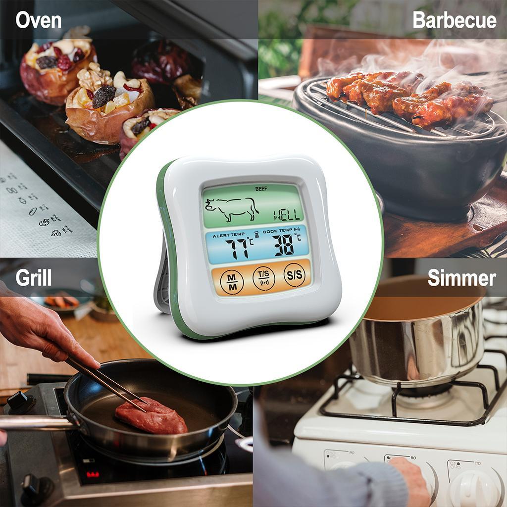 Digital Meat Thermometer Instant Read Timer Function Stainless Steel Probe