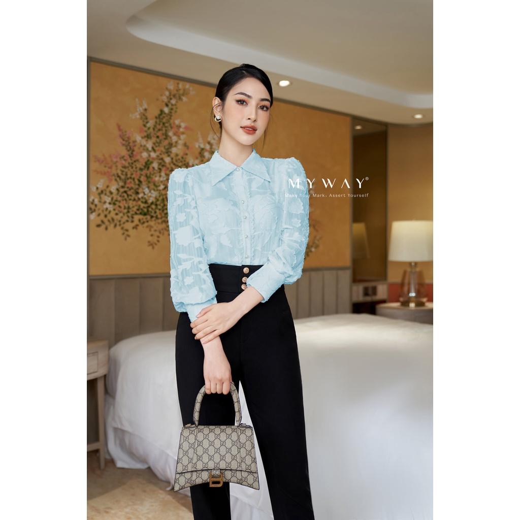 Áo Sơ Mi Nữ Dài Tay MY WAY Công Sở Họa Tiết Nổi Sang Trọng 5ma0770