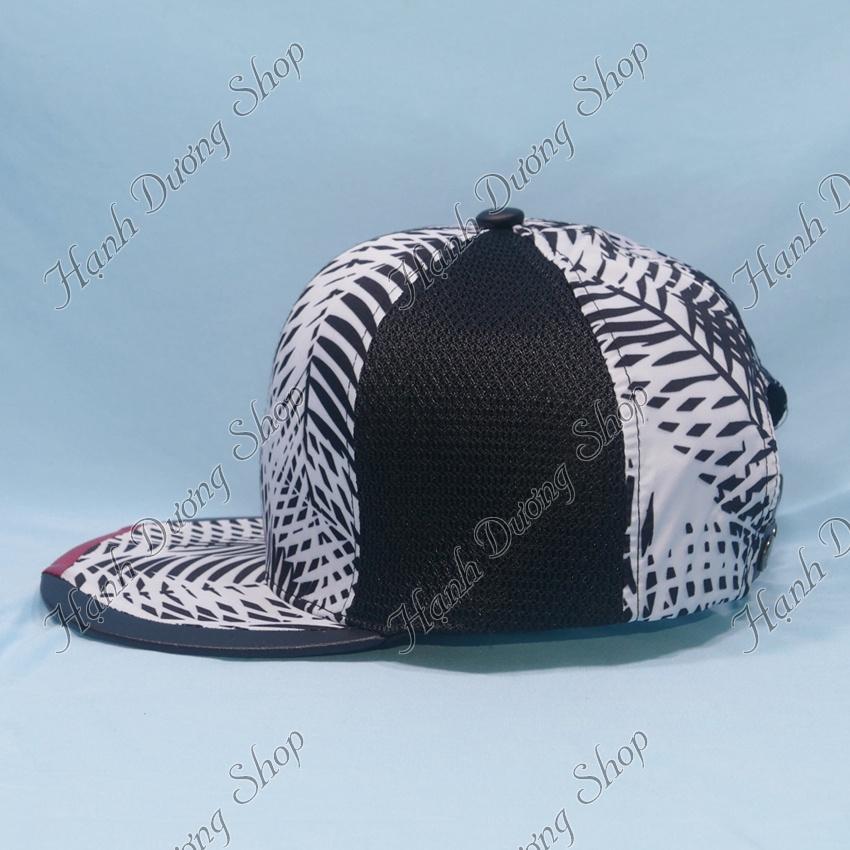 Mũ lưỡi trai hiphop Snap back hoa văn chiếc lá nón kết snapback mỏ bằng khóa nút gài freesize