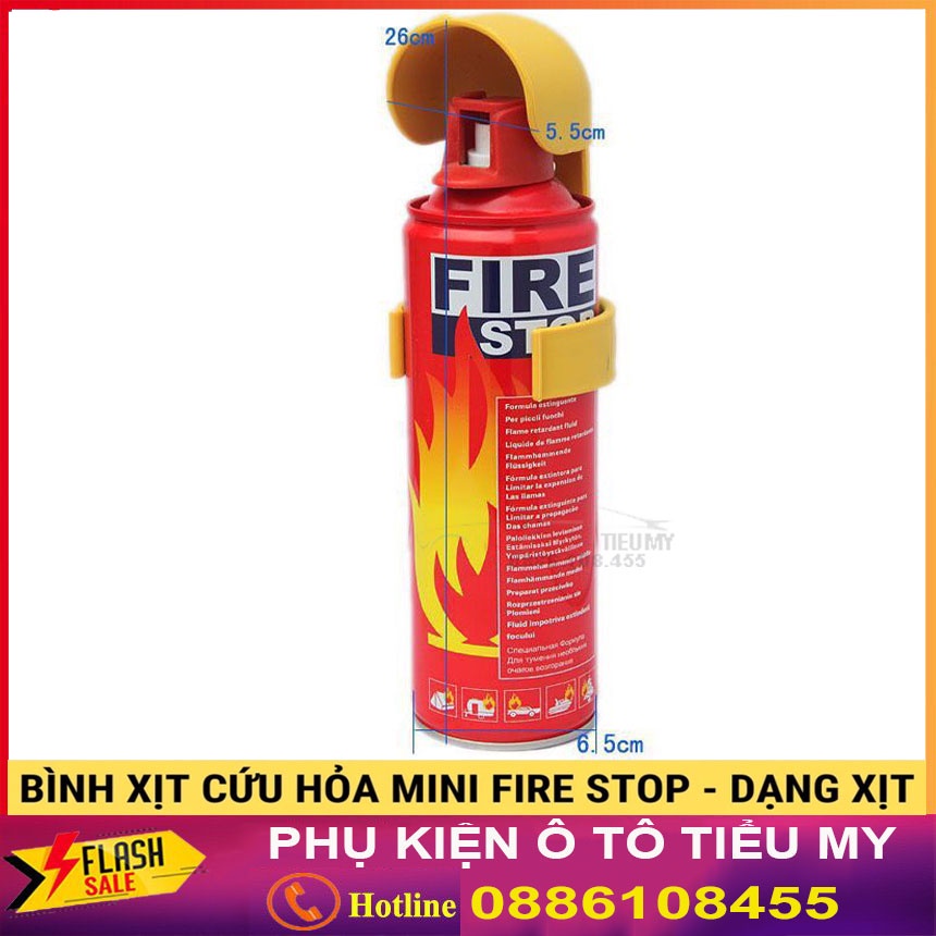 Bình chữa cháy mini cầm tay, dạng xịt, dùng cho xe ô tô Firestop – 500ml