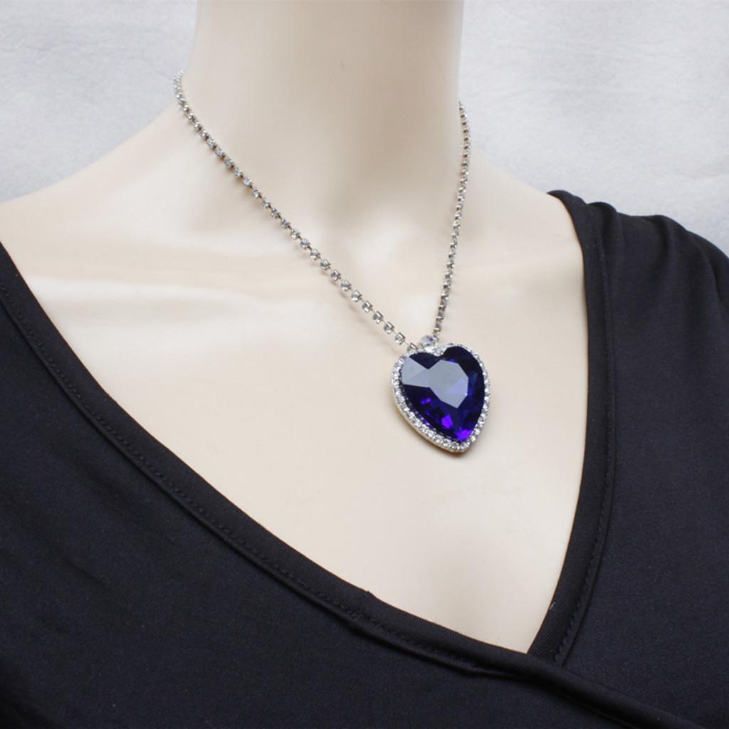 Crystal Pendant Necklace Titanic Heart Of The Ocean Necklace Valentines Gift