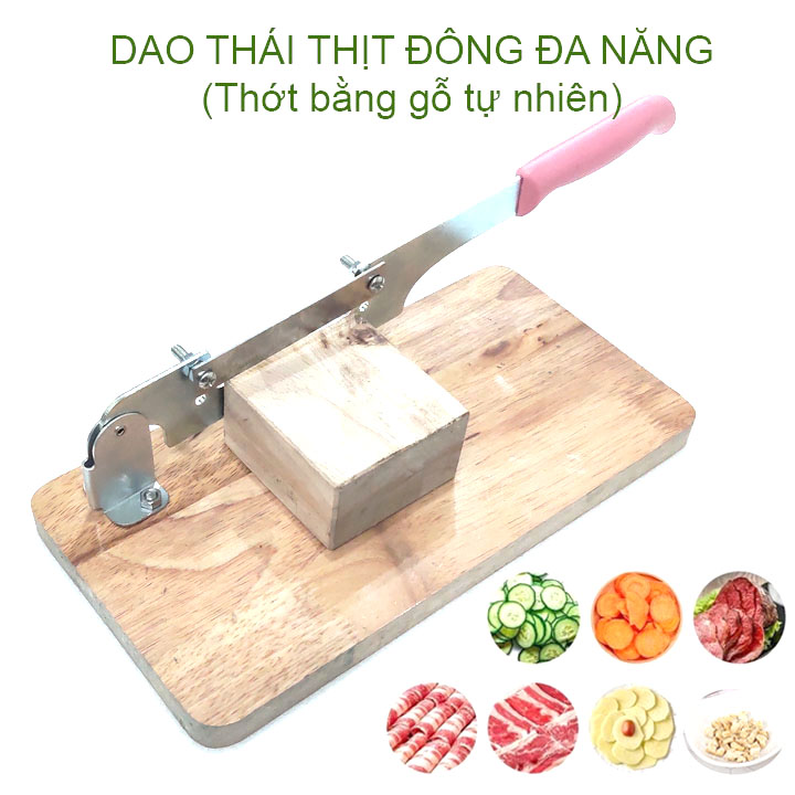 Dao thái thịt đông lạnh đa năng thành lát mỏng, đế bằng gỗ tự nhiên