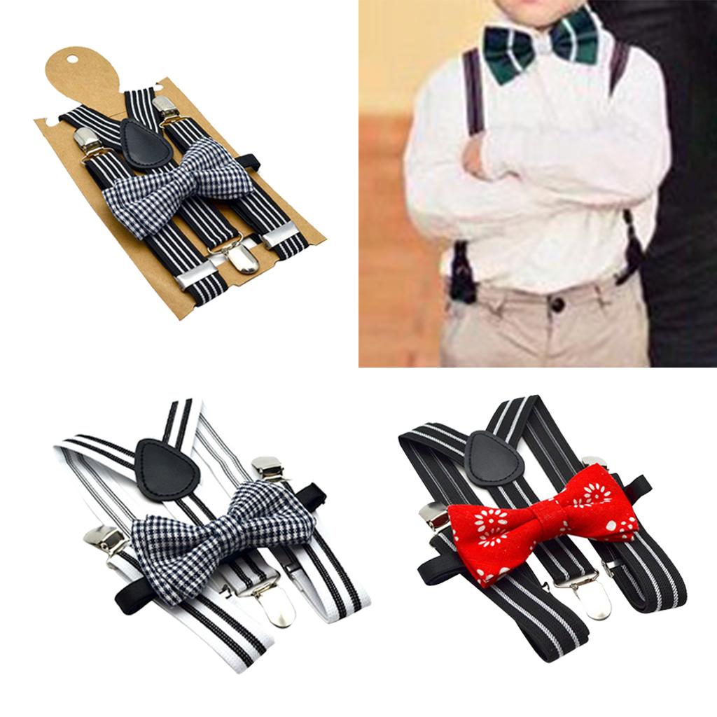Male Boy Suspenders w/ Bow Heavy Duty Y-Back Straps