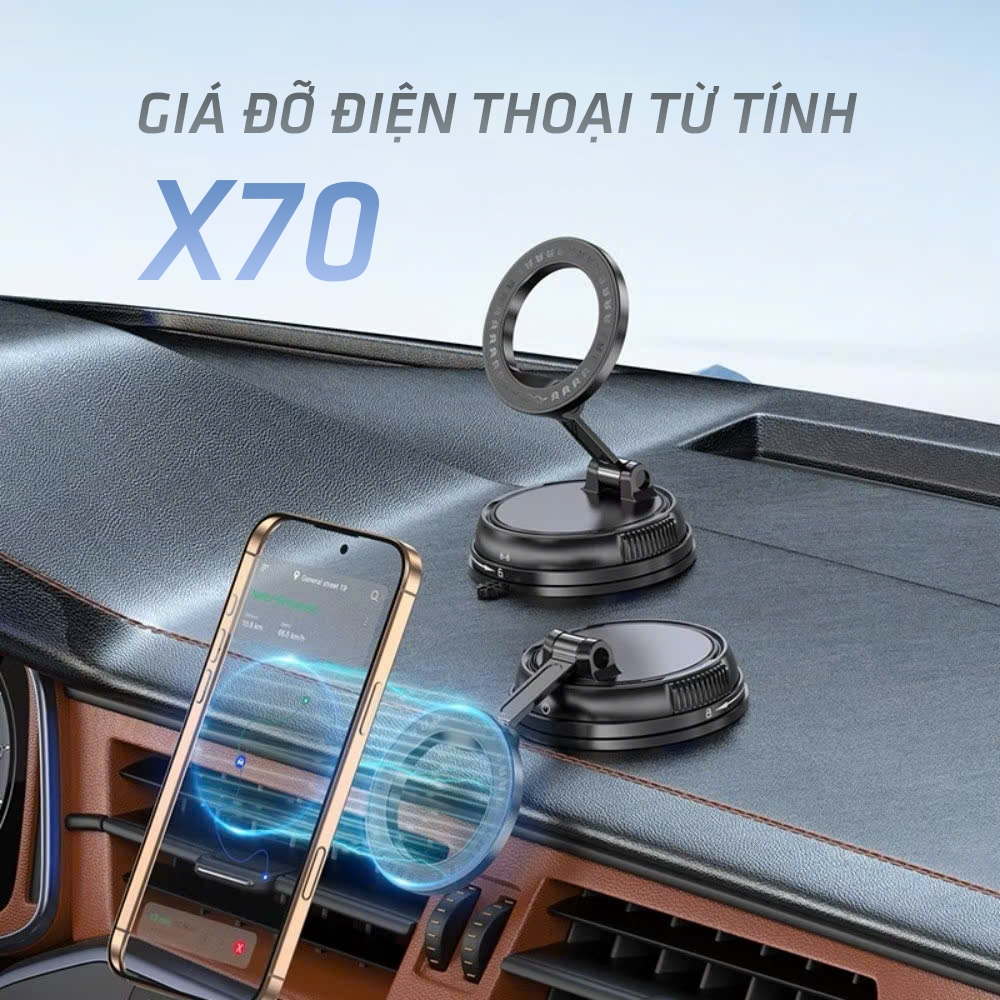 Giá đở điện thoại K007 hít nam châm hút chân không sử dụng ipad, oto, bàn làm việc đa năng xoay 360 mẫu mới cao cấp