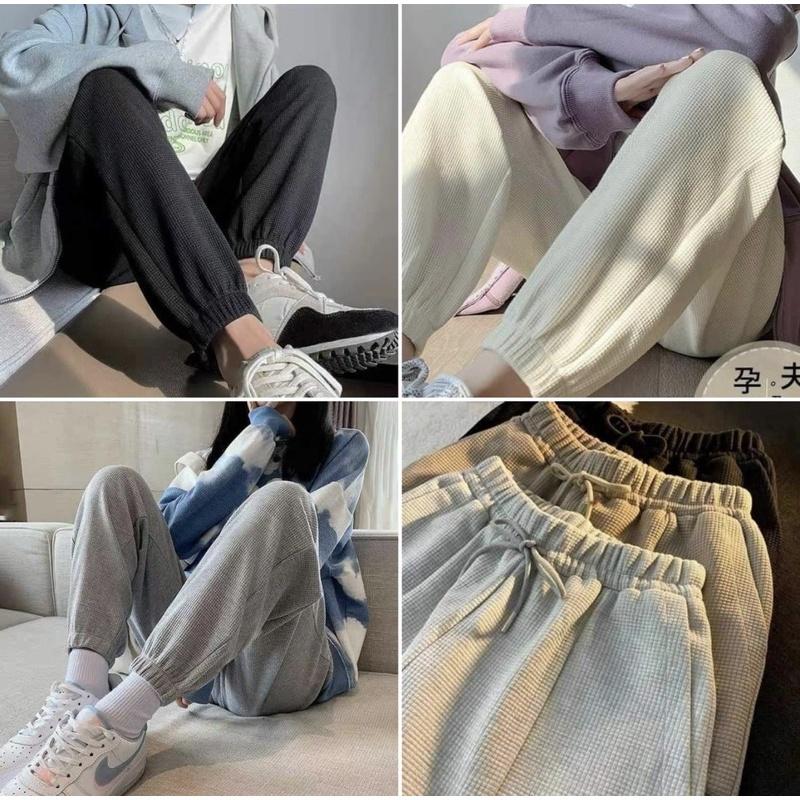 Quần jogger nữ unisex thể thao, quần jogger form rộng chất len tổ ong dày dặn, bo gấu, basic phong cách Ulzzang QN002