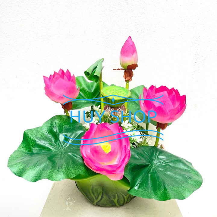 Chậu HOA SEN Vải cao cấp trang trí nhà cửa