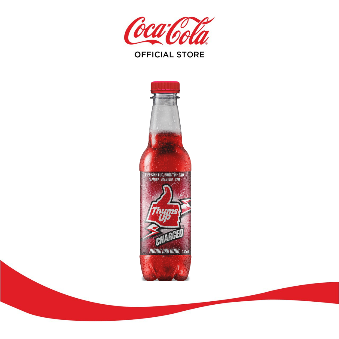 Thùng/Lốc 24 Chai Nước Tăng Lực Giải Khát Thums Up Hương Dâu Rừng 330ml x 24 Coca-Cola Official Store