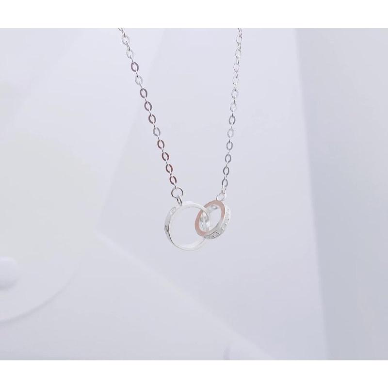 Dây chuyền bạc nữ hình tròn lồng đôi xinh xắn,ảnh thật giá tận xưởng -bạc Npj