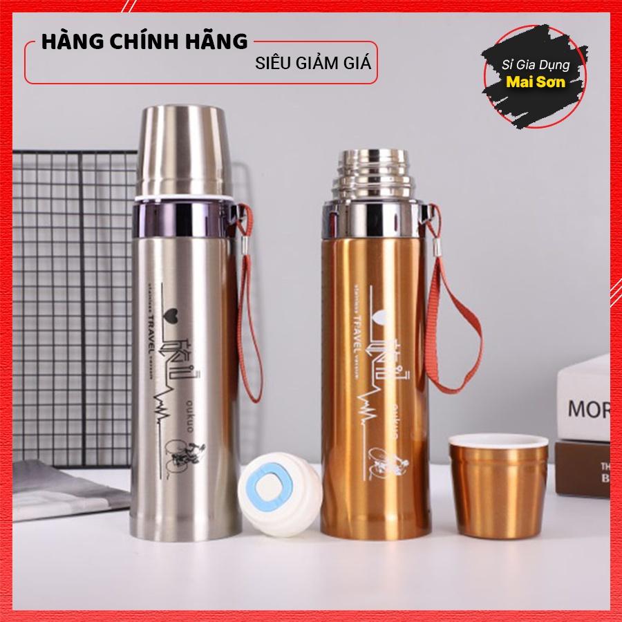 Bình Giữ Nhiệt Inox Cao Cấp Bình Đựng Nước Nóng Lạnh 3 Lớp Inox Giữ Nhiệt Có Dây Đeo Tiện Lợi Dung Tích 800ML