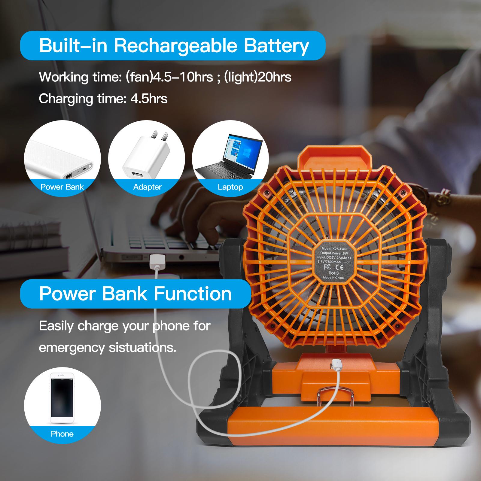 Quạt Máy Cắm Trại Kèm Đèn Pin 2 Trong 1 Tiện Nghi Phù Hợp Hoạt Động Ngoài Trời