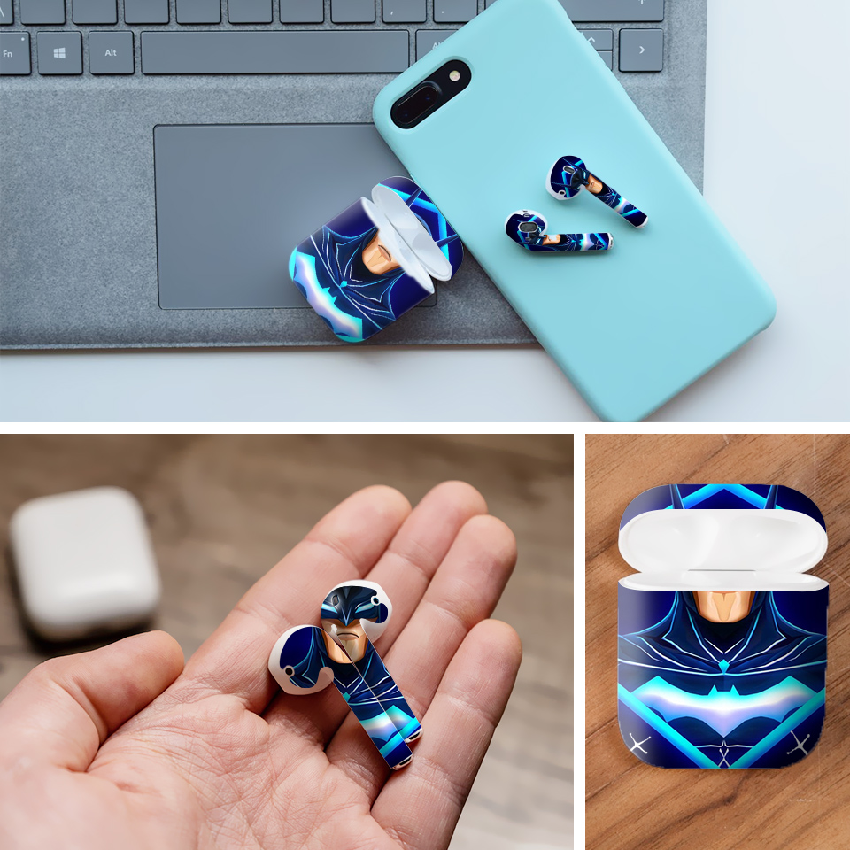 Miếng dán skin chống bẩn cho tai nghe AirPods in hình siêu anh hùng - SAH0039 (bản không dây 1 và 2)