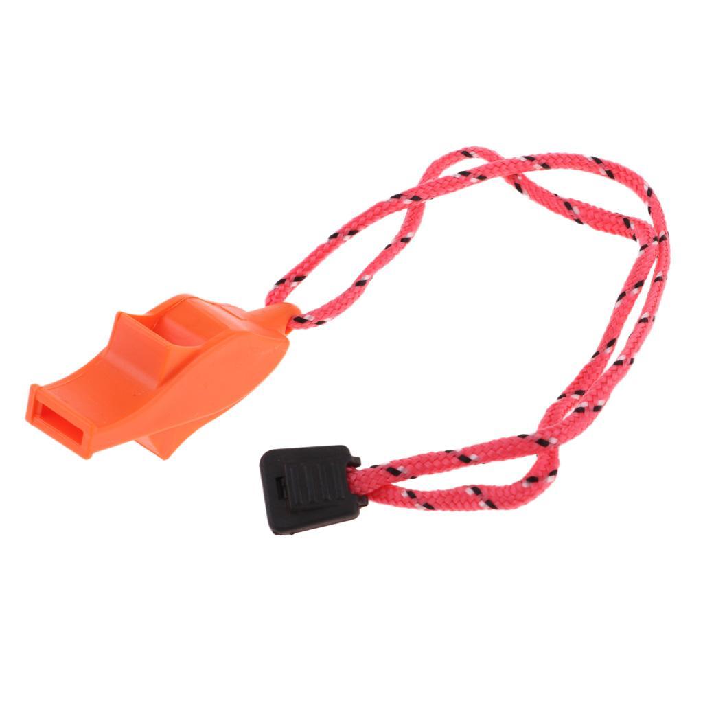 Outdoor High Decibel Camping Emergency Whistle With Lanyard Strap Orange 12x