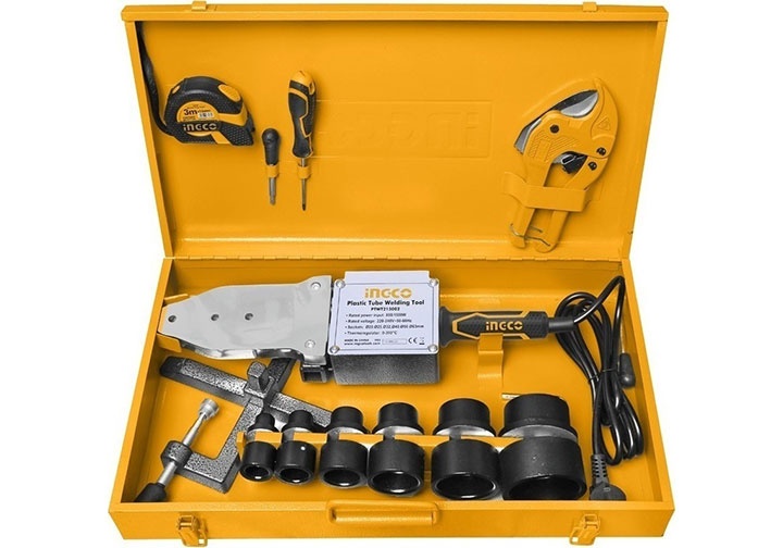 Máy hàn ống nhựa INGCO PTWT215002 | Máy hàn nhiệt 1500W, bộ ổ cắm nhiệt: 20, 25, 32, 40, 50, 63mm