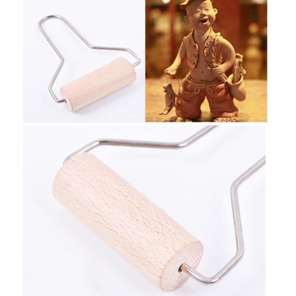Metal Handle Wooden Roller Polymer Clay Rolling Pin Clay Tools for Ceramists