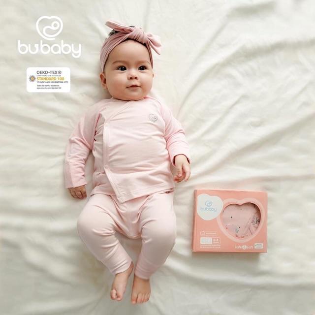 Bộ Dài Tay Cài Chéo BU Baby Trơn BB008