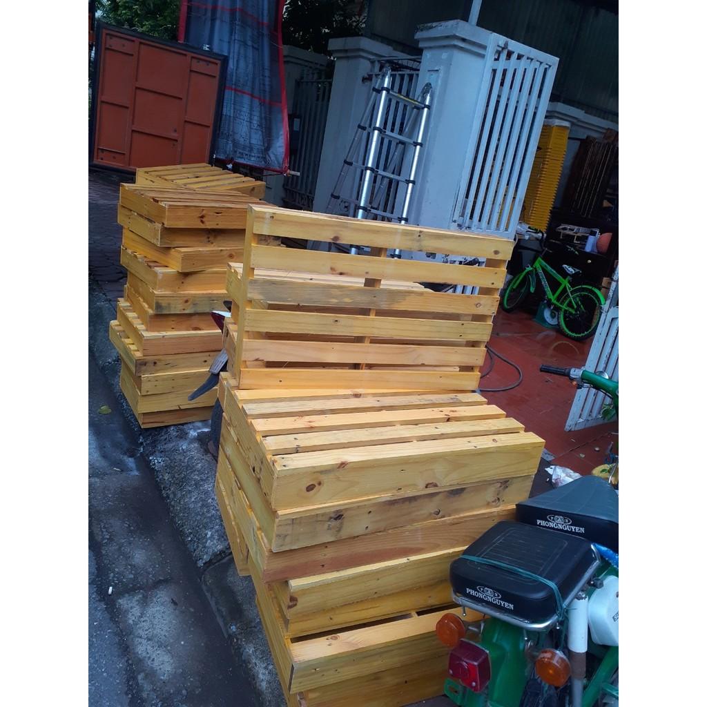 Giường Pallet - kích thước 50x 60 x cao11cm- Giường gỗ - Giường xếp - Giường Hộp Pallet đã sơn chống mốc