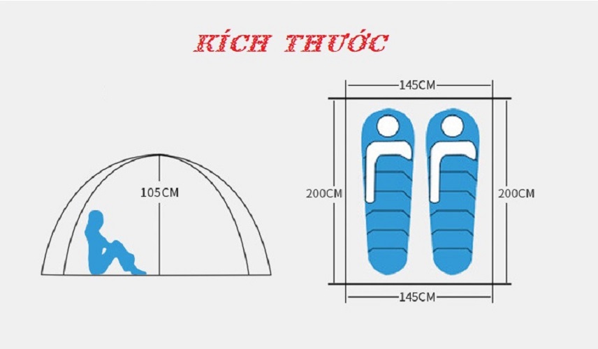 Lều trại du lịch tự bung 1 cửa có lớp màn chống muỗi BS