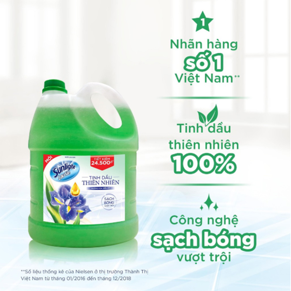 Nước Lau Sàn Sunlight Tinh Dầu Thiên Nhiên - Hương Hoa Diên Vỹ 3.8kg