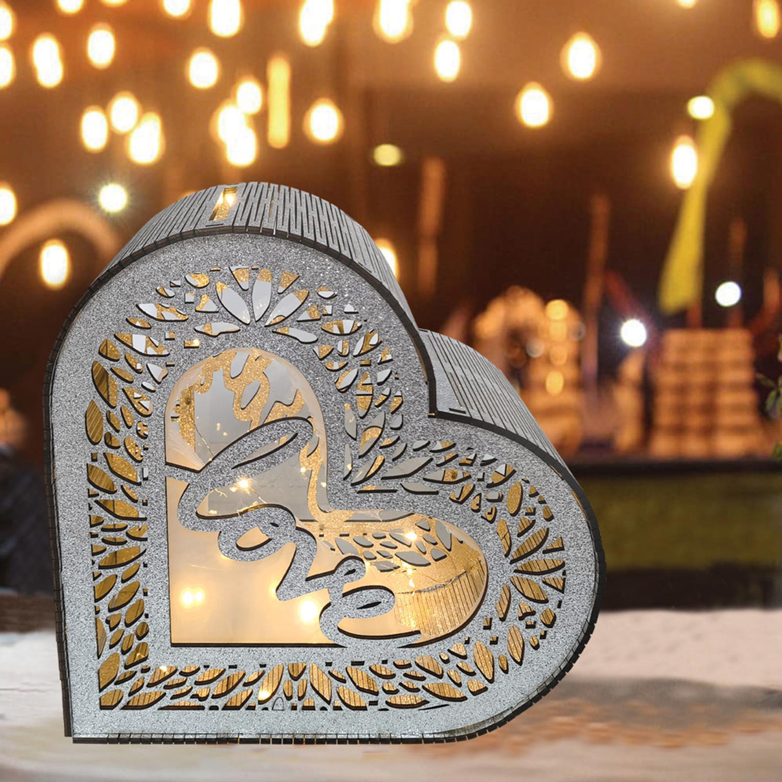 Wedding Money Envelop Box Wedding Cards Box Heart Shaped Storage Gift Card Shadow Box Wood Post Money Box for Bridal Event Engagement Party