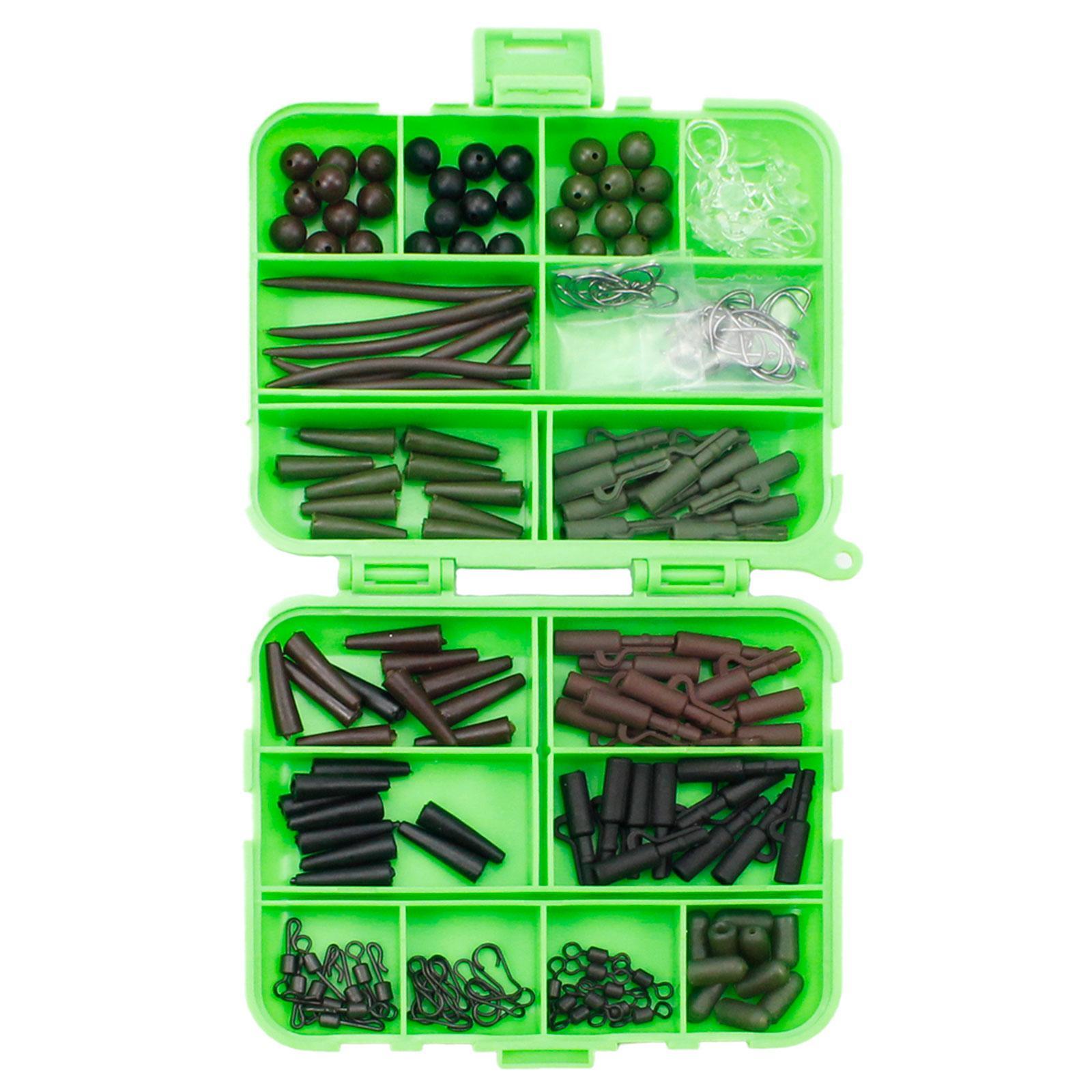 Carp Fishing Kit with Storage Box, Link Swivel Quick Change, Tail Rubber, Swivel Sleeves ,Hooks ,Freshwater Saltwater Gear Coarse Fishing