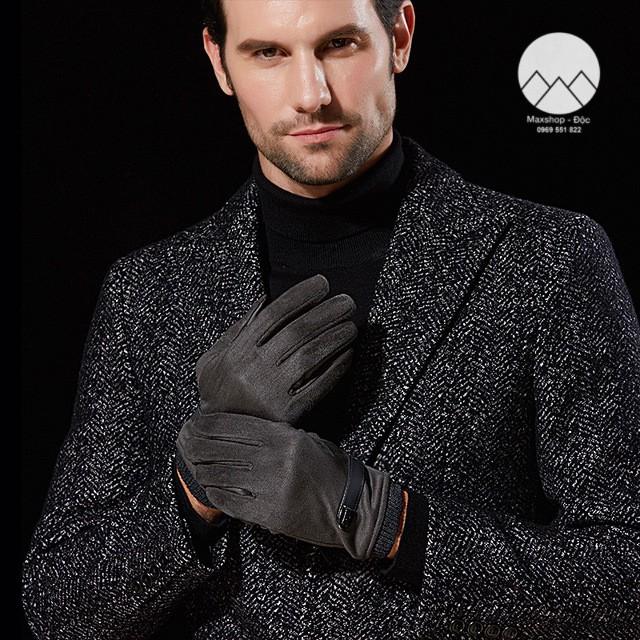 Găng tay, găng tay da lộn, gang tay, găng tay nam đi xe máy siêu giữ nhiệt cao cấp, cảm ứng điện thoại, sang trọng