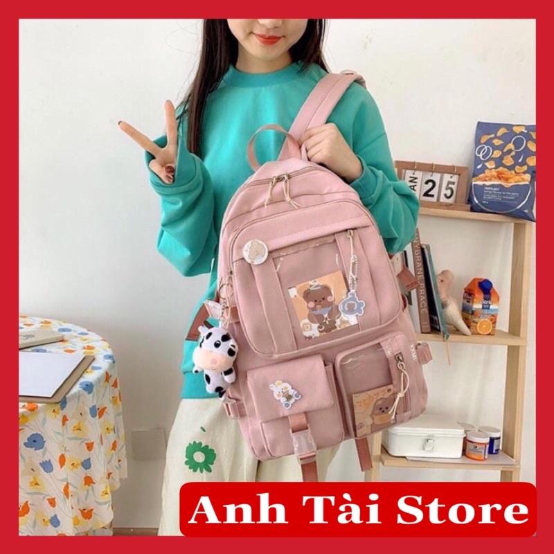 Balo thời trang cặp sách đi học nam nữ nhiều ngăn đựng chất vải canvas chống thấm nước phong cách Nhật Hàn GB 119