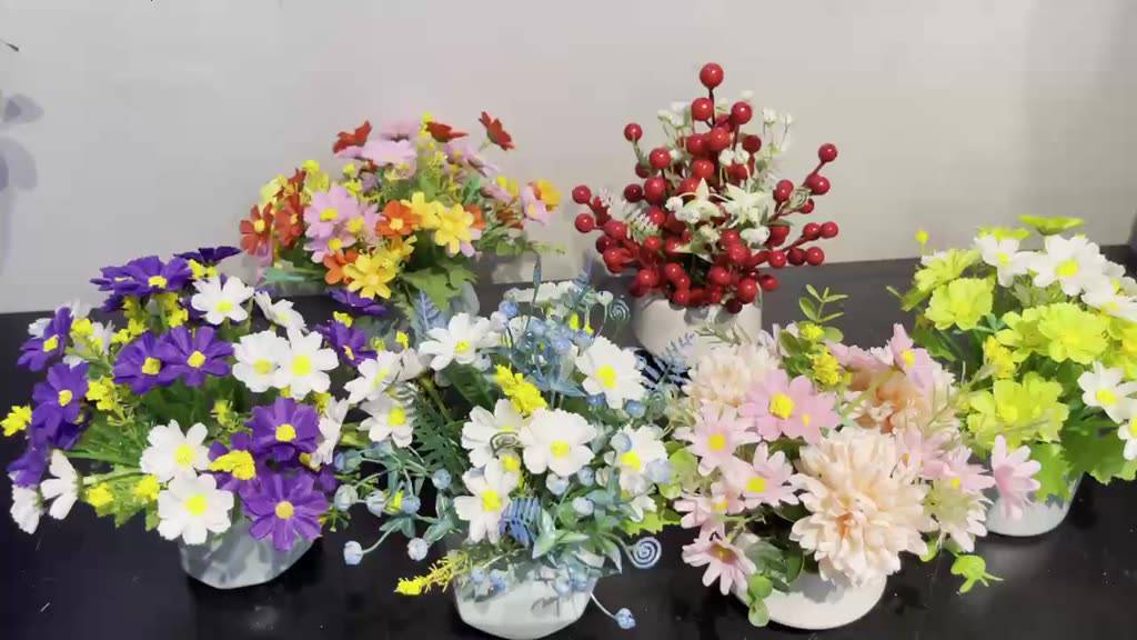 Bình hoa giả để bàn đồng giá - cao từ 15cm đến 18cm - Cây giả, hoa lụa Decor trang trí nhà cửa