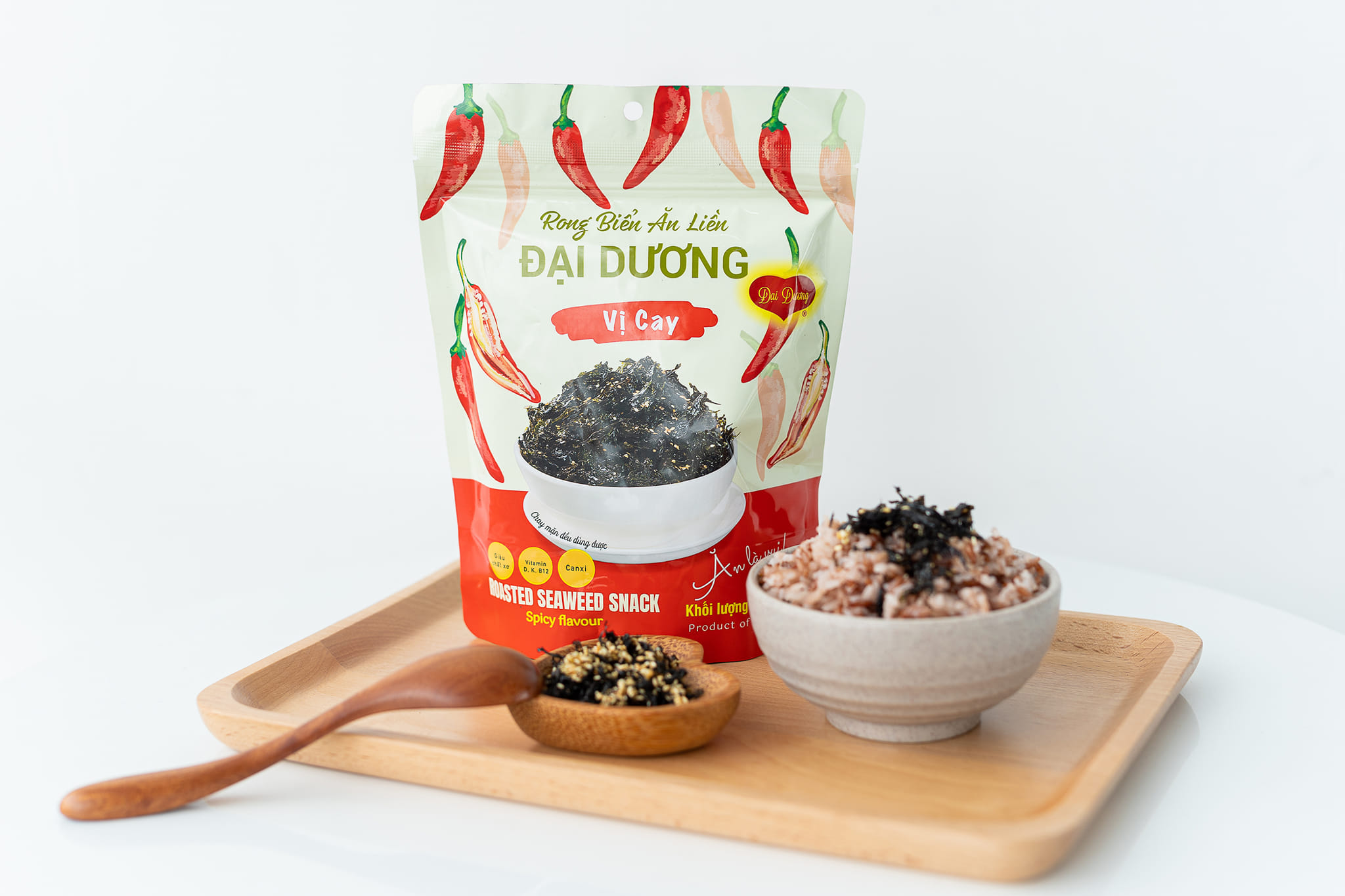 Rong biển ăn liền Đại Dương 45g vị cay, ocop 4 sao, rong biển trộn cơm, thơm ngon, giòn tan