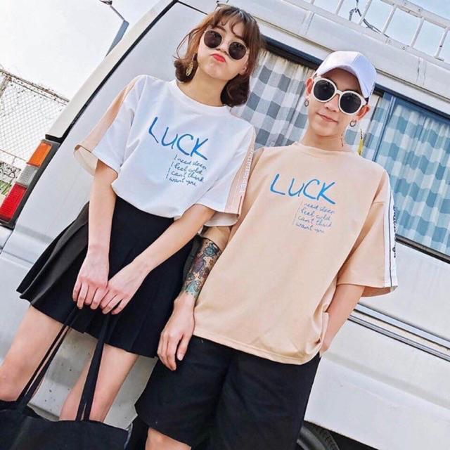 Áo thun form rộng tay lở oversize Luck