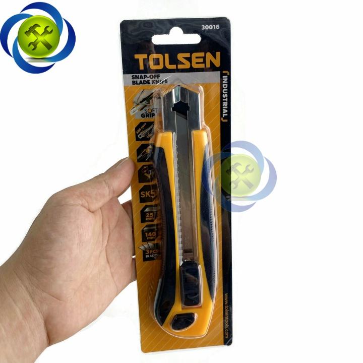 Dao rọc giấy Tolsen 30016 kèm 3 lưỡi 25mm x 140mm