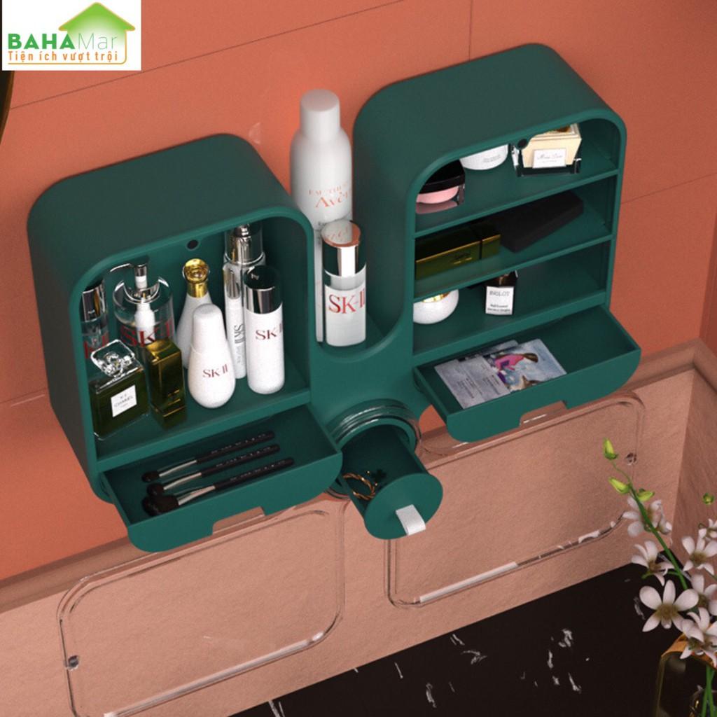 HỘP ĐỰNG BẢO QUẢN MỸ PHẨM TREO TƯỜNG: GỌN GÀNG và SẠCH ĐẸP chống bụi chống nước với các ngăn hợp lý để mỹ phẩm