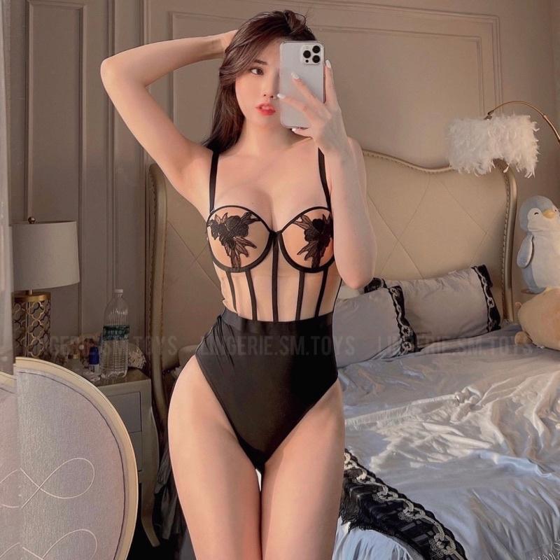 D11071 Bodysuit Cao Cấp Hoạ Tiết Thêu Hoa Sang Chảnh - Có Gọng Mút Dày Nâng Cấp Vòng 1 Cực Đỉnh
