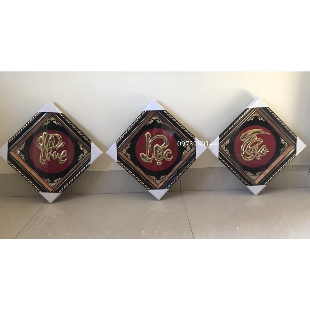 Tranh chữ Phúc -Lộc - Thọ bằng đồng nguyên chất 42x42cm