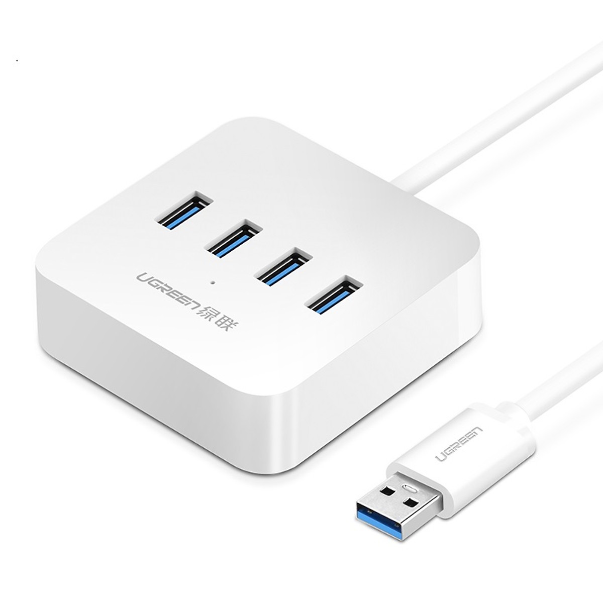 Hub usb 4 cổng usb 3.0 hỗ trợ nguồn DC 5V-2A dây dài 1M màu trắng UGREEN 30202Cr118  - Hàng Chính Hãng