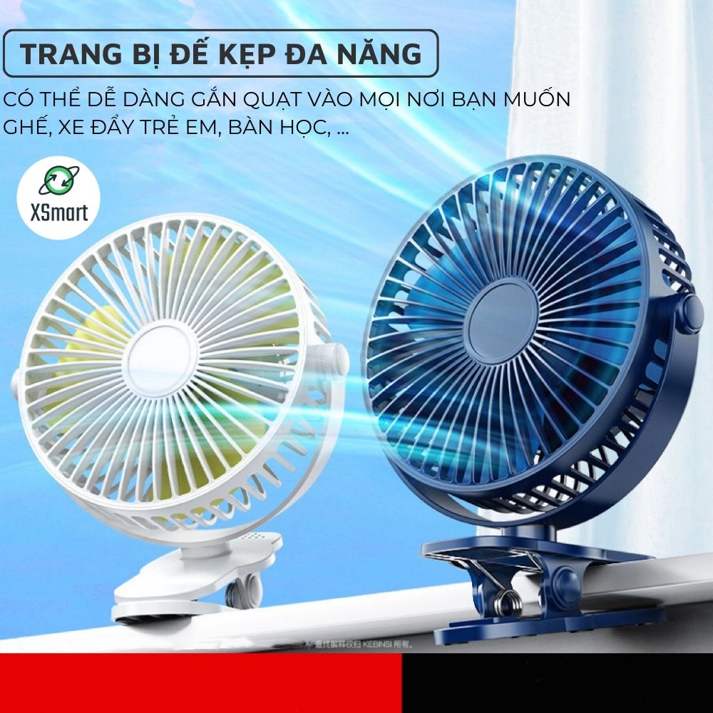 Quạt Kẹp Để Bàn Mini Q002 PRO Tích Điện Sử Dụng 48h Gió Mạnh 5 Cấp Độ Siêu Mát Có Chân Kẹp Đa Năng-Hàng Chính Hãng