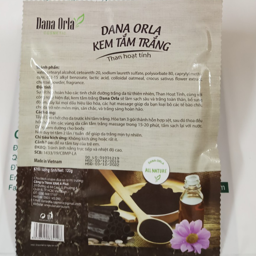Kem Tắm Trắng Toàn Thân DANA ORLA - Than Hoạt Tính  (Spa Whitening Cream) 120g