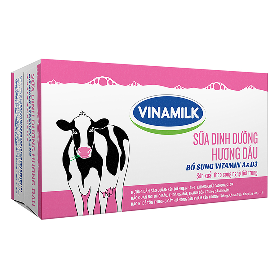 Thùng 48 Bịch Sữa Dinh Dưỡng Vinamilk Hương Dâu  (220ml / Bịch)