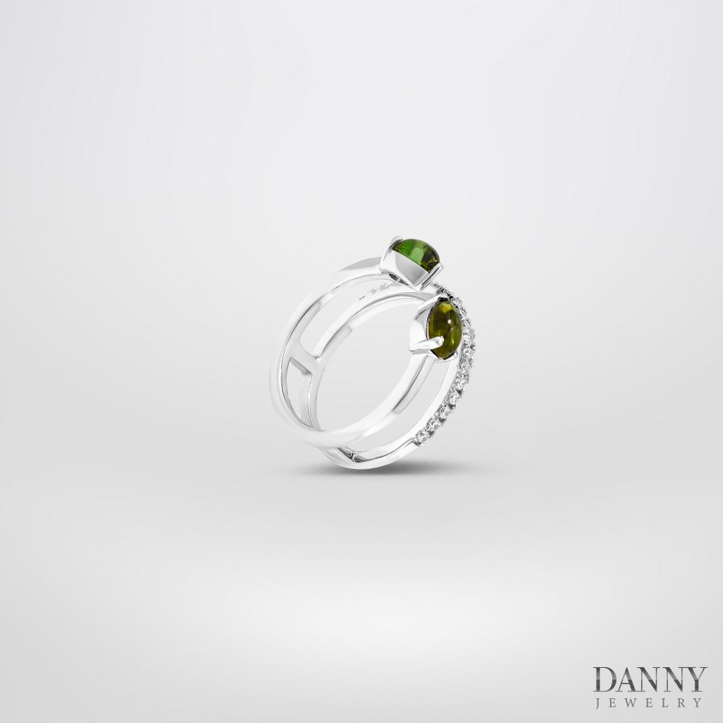 Nhẫn Nữ Danny Jewelry Bạc 925 Xi Rhodium/Vàng hồng/Vàng 18k Đính Đá Tourmaline Hình Giọt Nước N0096