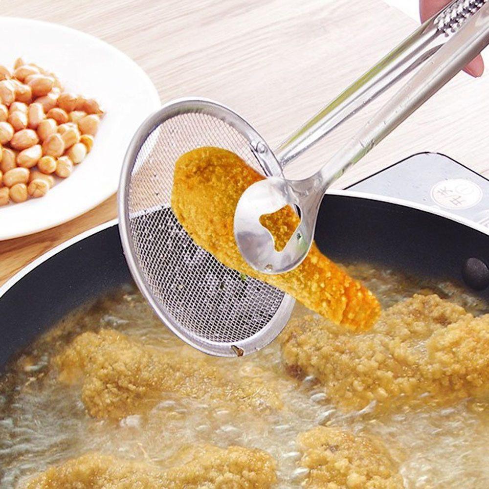 Dụng cụ gấp đồ chiên có lưới ráo dầu bằng thép không gỉ tiện lợi