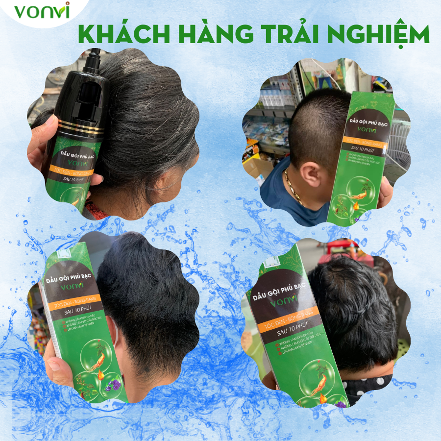 Lược nhuộm tóc thông minh đen tóc VONVI làm tóc đen sau 5 phút thế hệ mới 1 nút ấn chai 200 ml