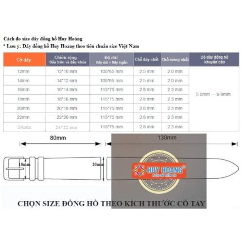 Dây đồng hồ Huy Hoàng da đà điểu màu hồng HC8433