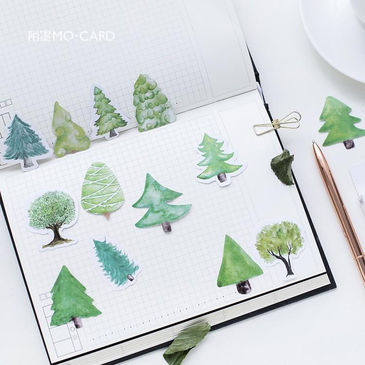 Hộp 46 Nhãn dán sticker Cây thông xanh trang trí sổ tay bullet journal M045