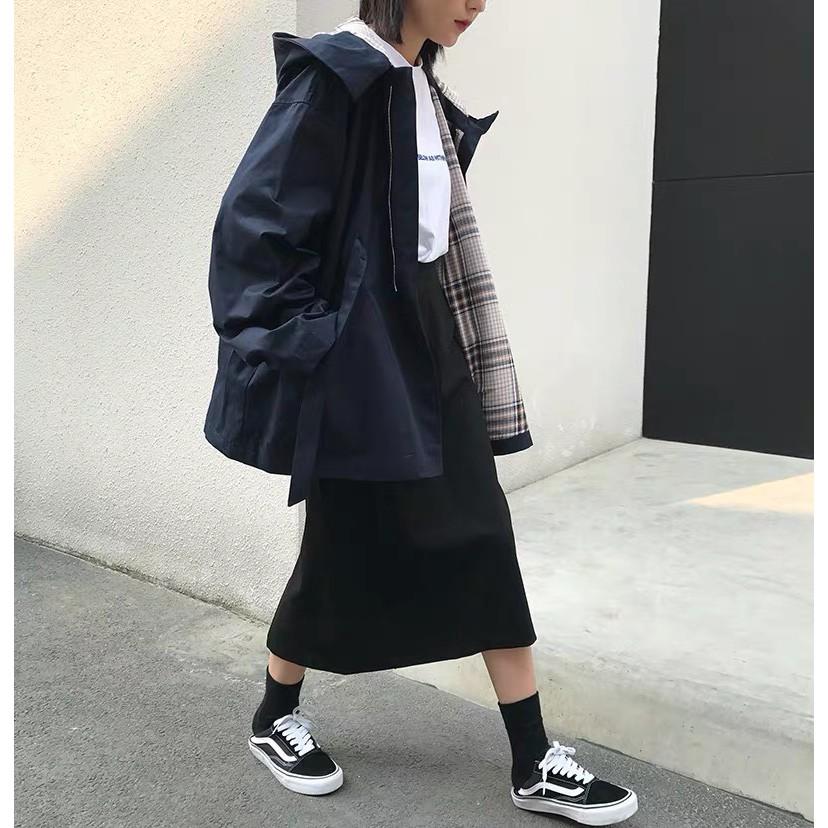 Áo Khoác KAKI Phối Caro UNISEX