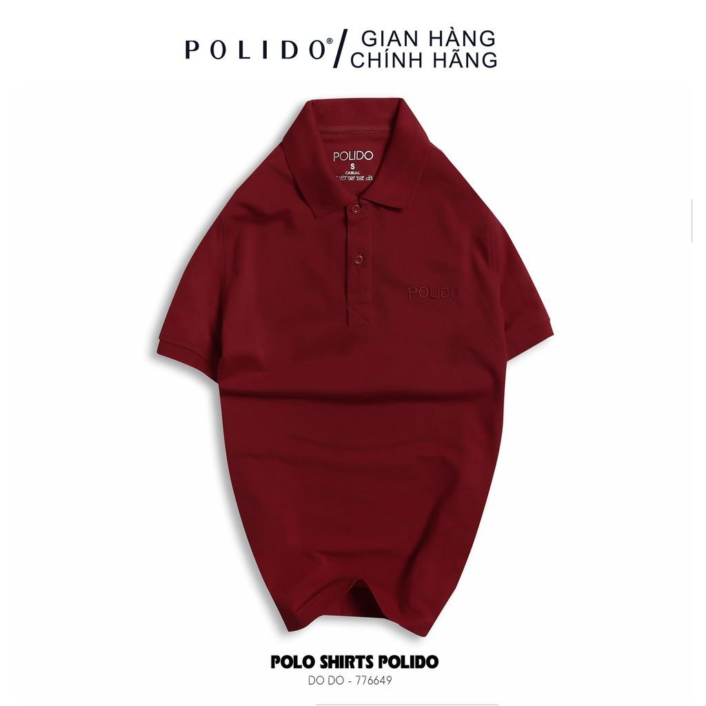 Áo Polo Nam Trơn Thêu Chữ POLIDO Màu Đỏ Đô Vải Cotton Co Giãn Form Slimfit - POLIDO MALL