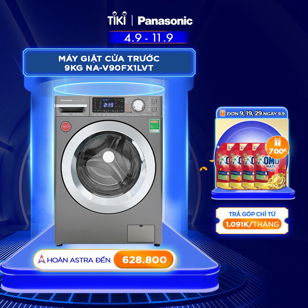 [Lắp đặt trong vòng 24h]  Máy Giặt Cửa Trước Panasonic 9KG NA-V90FX1LVT - Hàng chính hãng